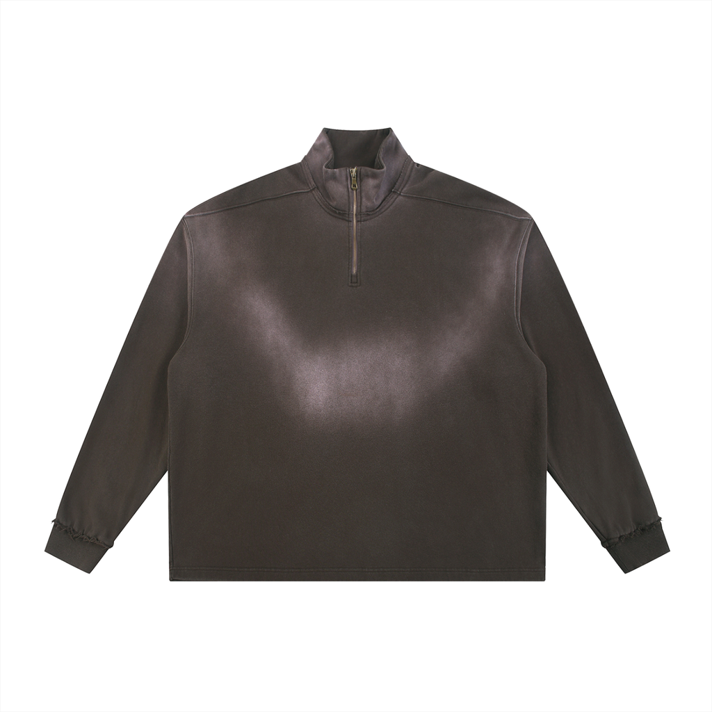AS IS Faded Raw Edge Quarter-Zip Sweatshirt