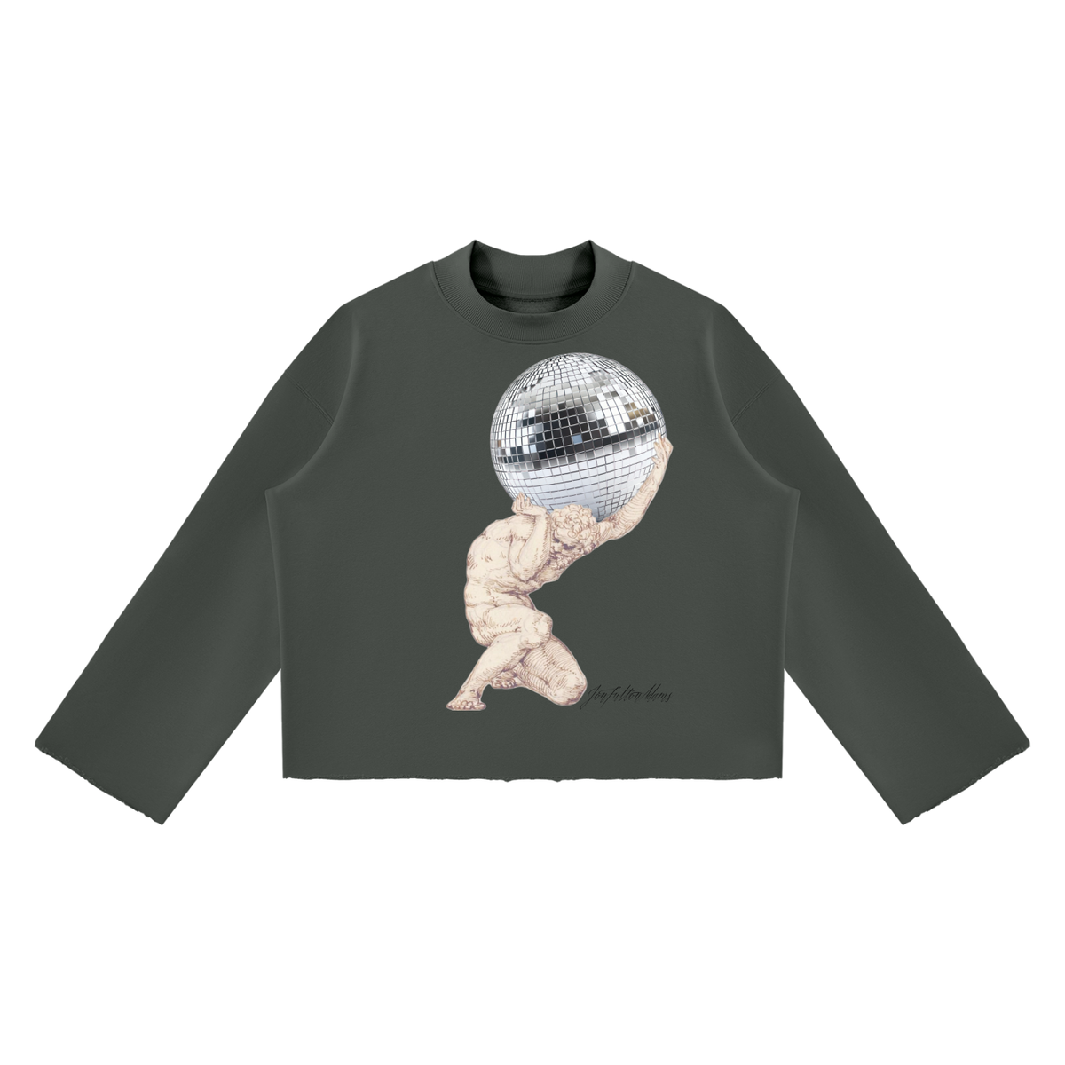 ATLAS AFTER HOURS Unisex Mock Neck Raw Edge Boxy Sweatshirt
