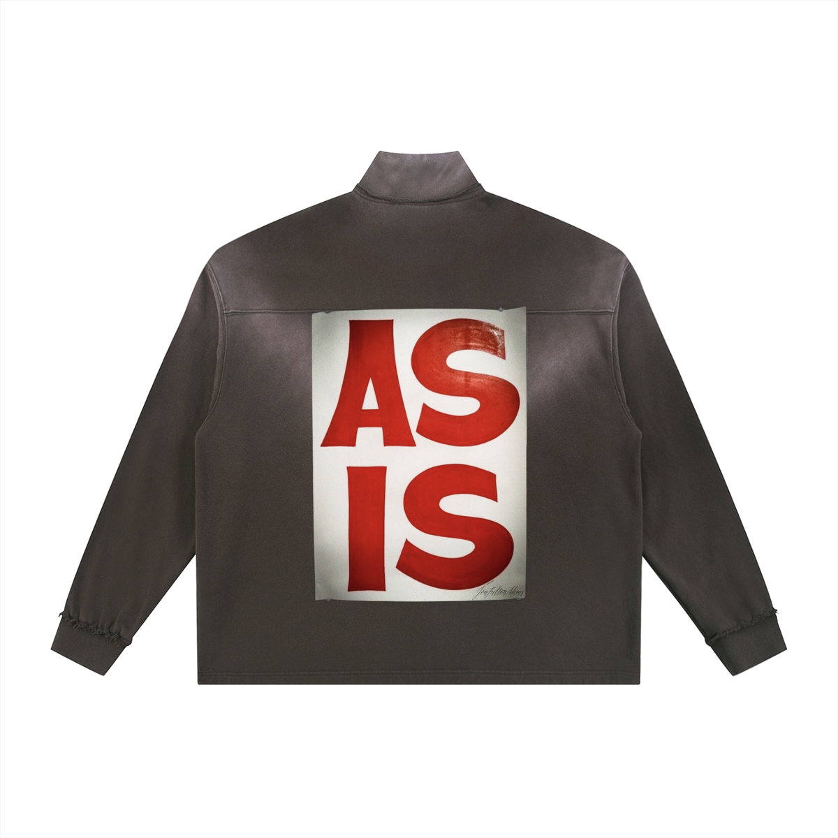 AS IS Faded Raw Edge Quarter-Zip Sweatshirt