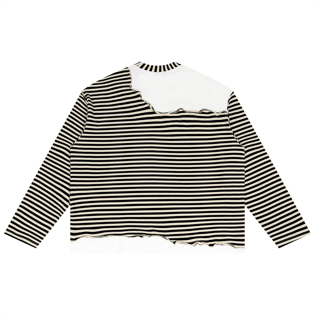 OH WAIT Striped Panel Boxy Long Sleeve T-Shirt