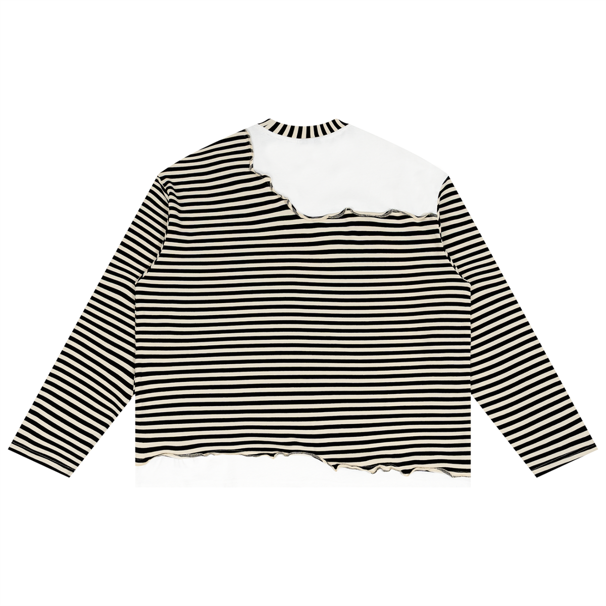 OH WAIT Striped Panel Boxy Long Sleeve T-Shirt
