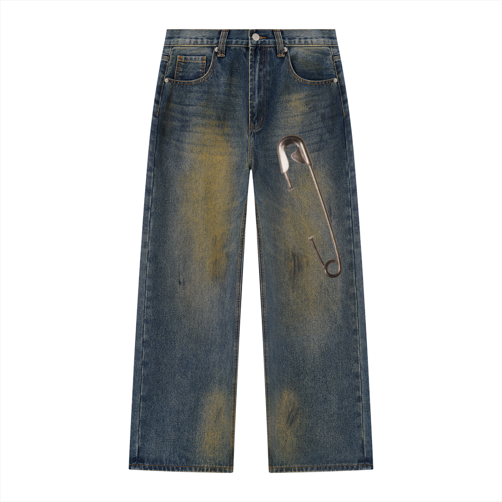 SAFETY FIRST Vintage Wide Leg Denim Jeans
