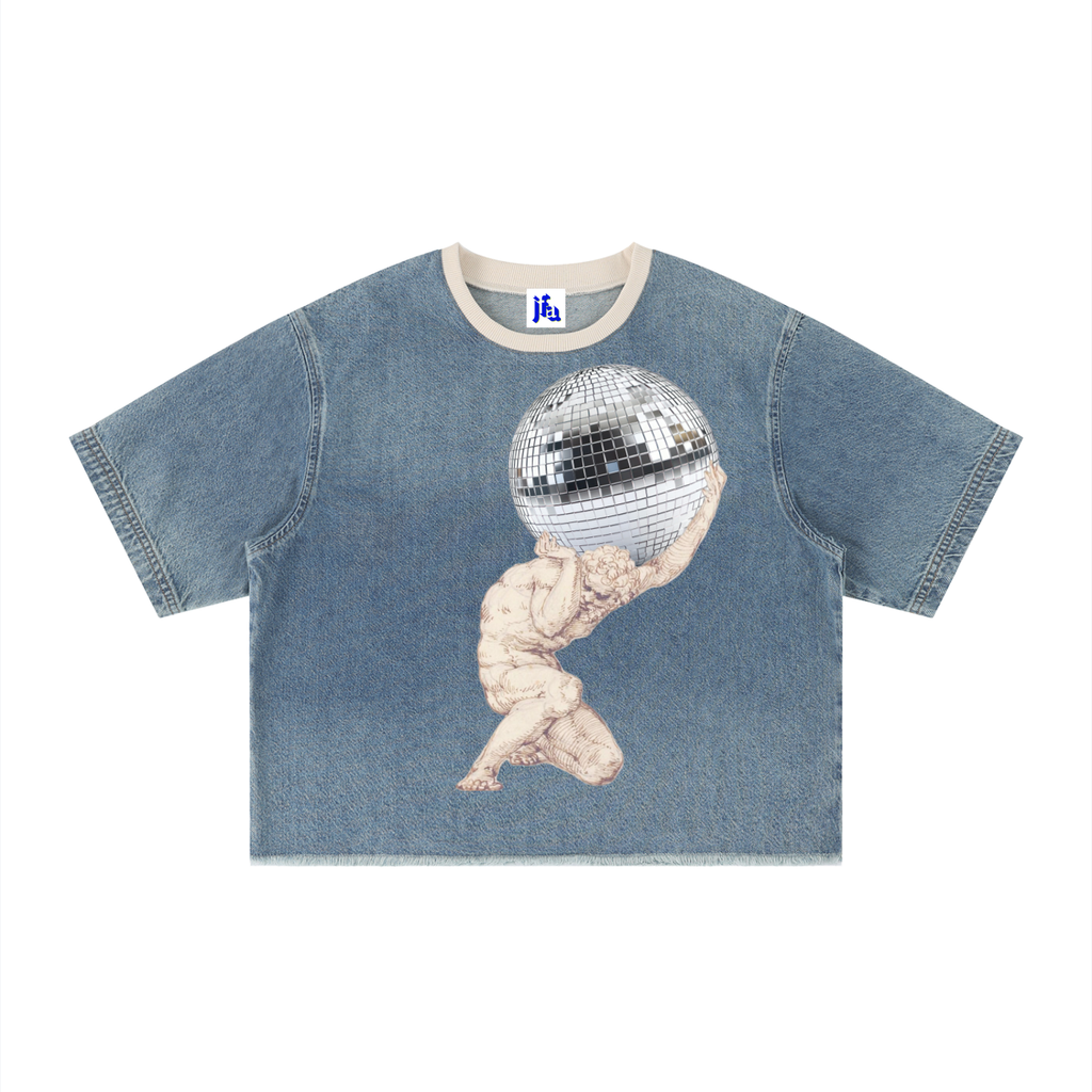 ATLAS AFTER HOURS Vintage Wash Boxy Raw Hem Denim T-Shirt