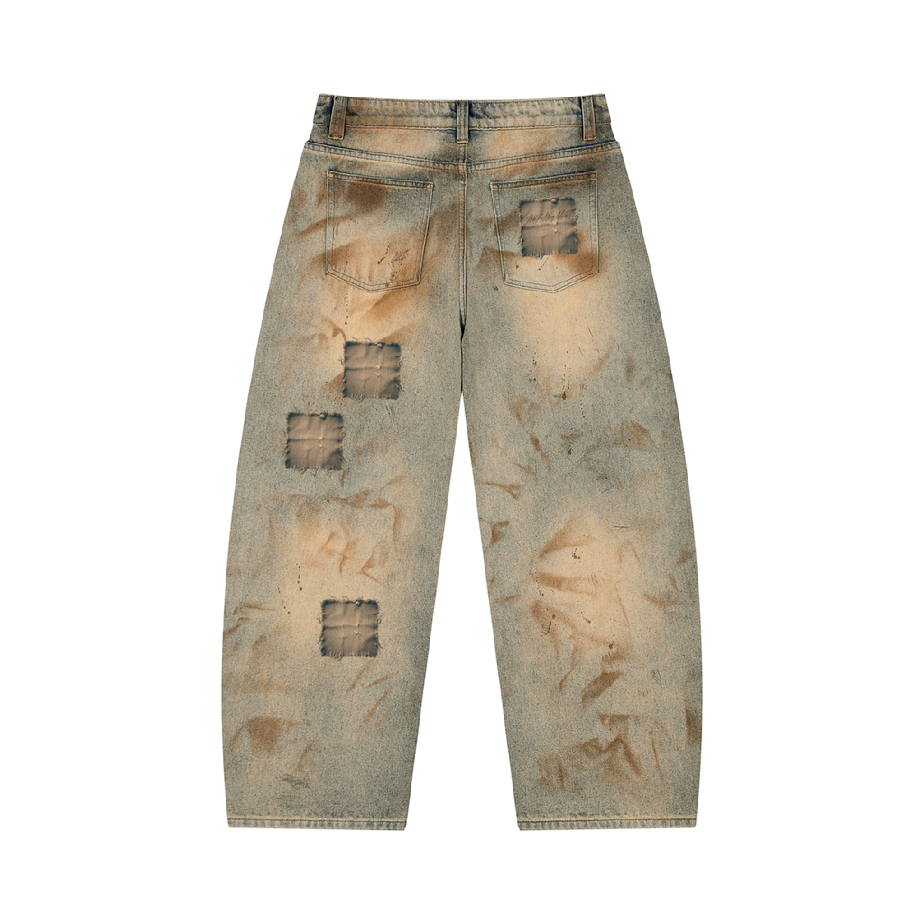 FALSE MENDED Vintage Wash Barrel Leg Jeans
